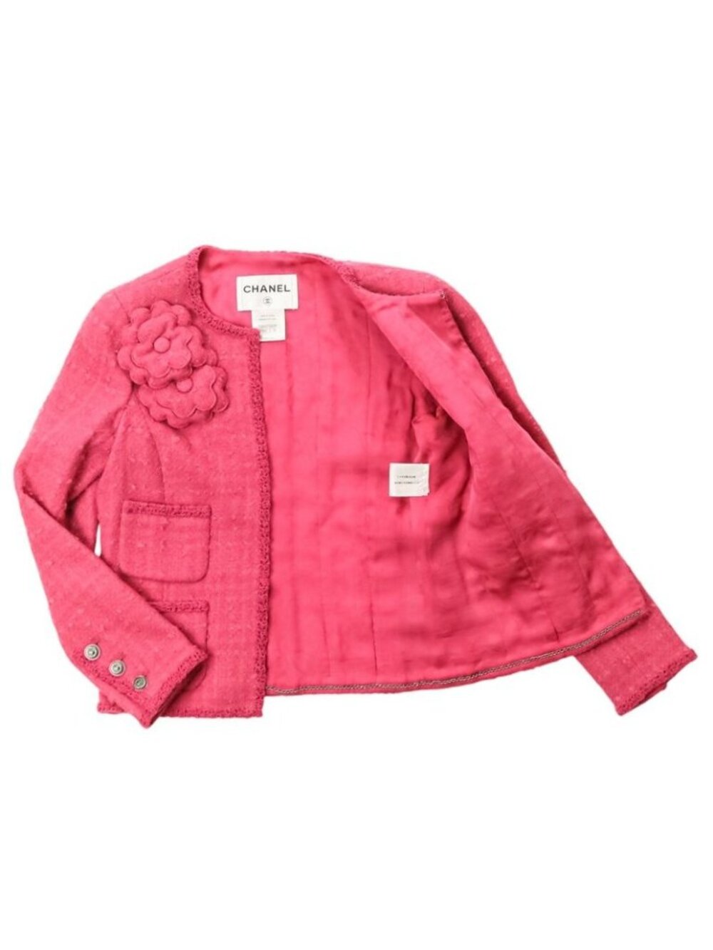 ★SOLD★ Chanel Camellia Cosage Tweed Jacket 34 Pink - Picture 6 of 15